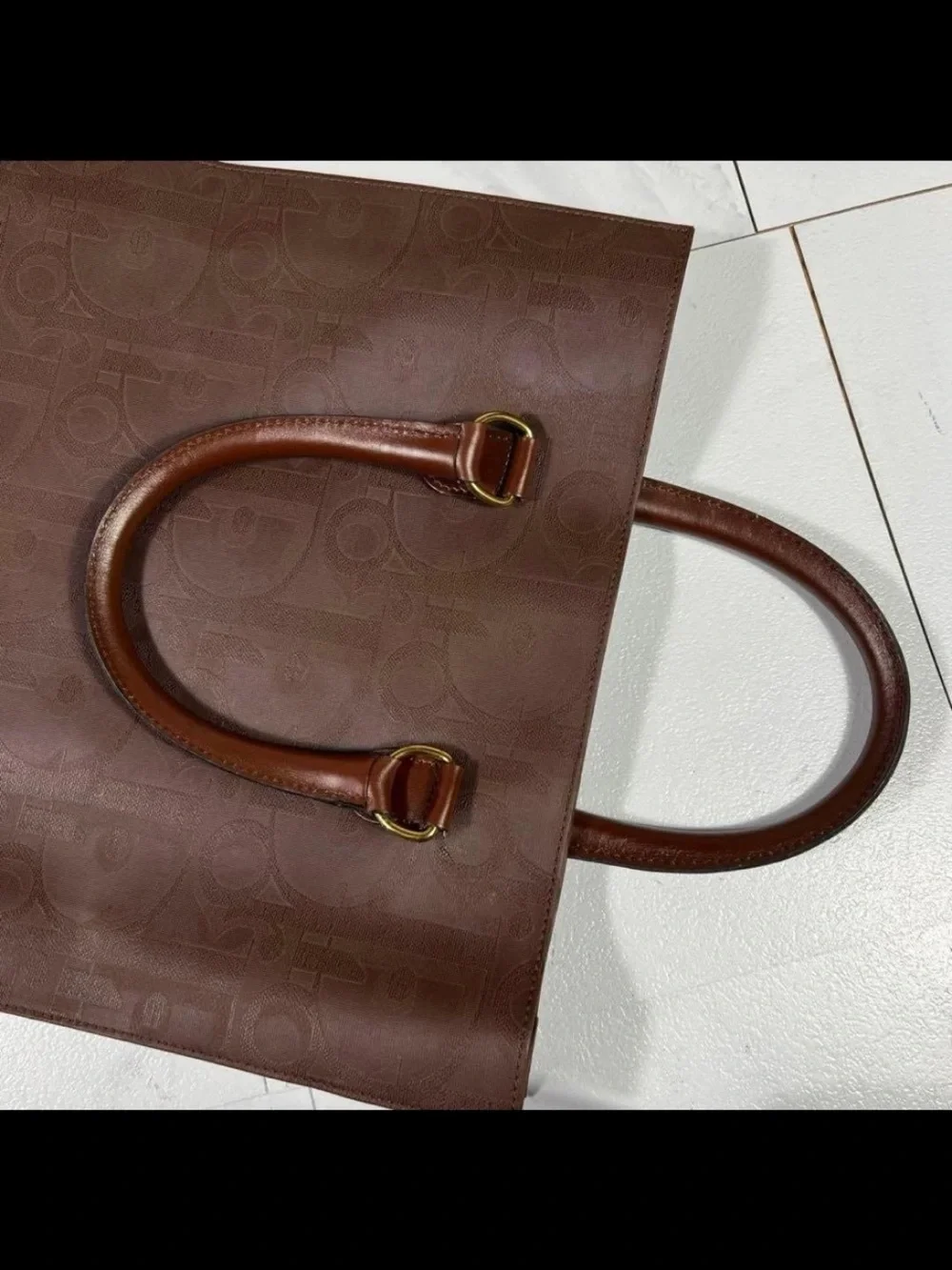 Dior Brown Leather Tote with Dark Brown Handles